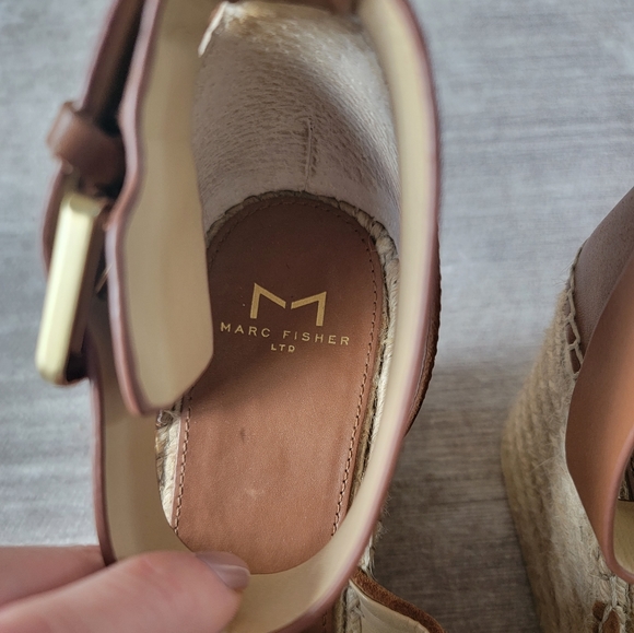 Marc Fisher ‘Adalyn' Espadrille Wedge Sandal Excellent Condition Camel Brown - Picture 8 of 11